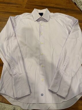 David Donahue Men's Dress Shirt in Light Lavender Trim Fit